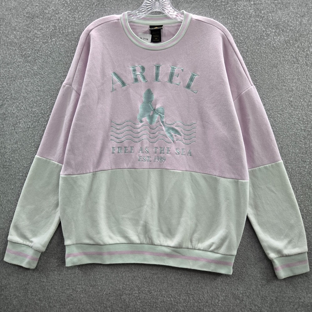 Disney Princess Women Sweatshirt Small Pink Ariel Free As The Sea‎ Colorblock